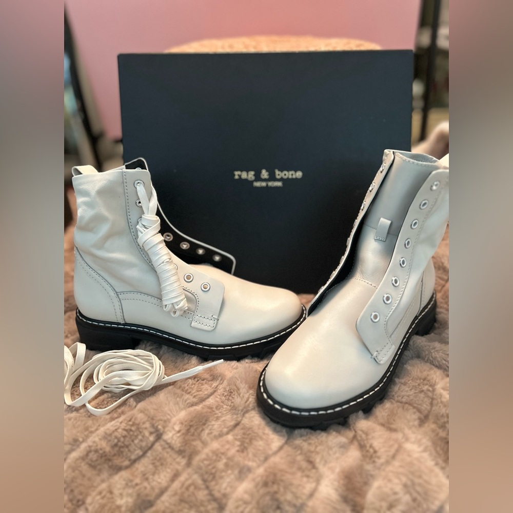 Rag & Bone combat boots, “Bone Colored”, Sz 37.5 (US 7.5)